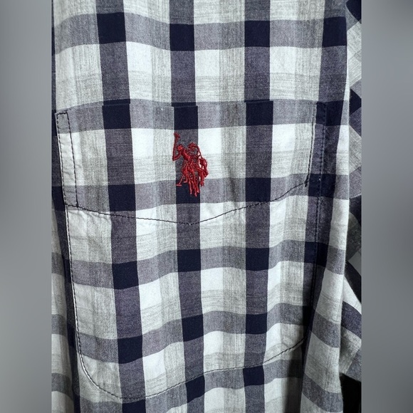 U.S. Polo Assn. Men's Navy and White Plaid Shirt - Picture 4 of 6